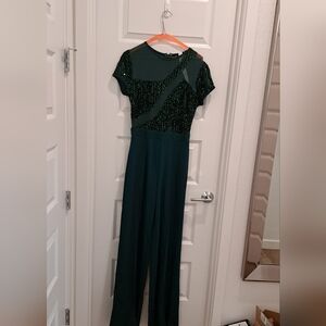 Chic Green Sequin Jumpsuit